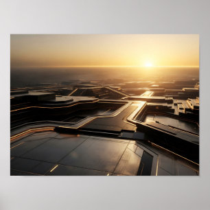 Golden Sci-Fi Portal Futuristic Gateway Poster