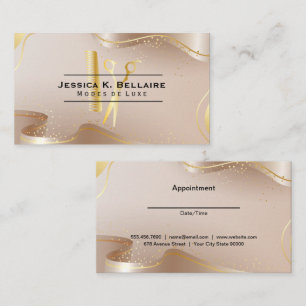 Golden Scissors and Comb   Gold Ribbon Appointment Card