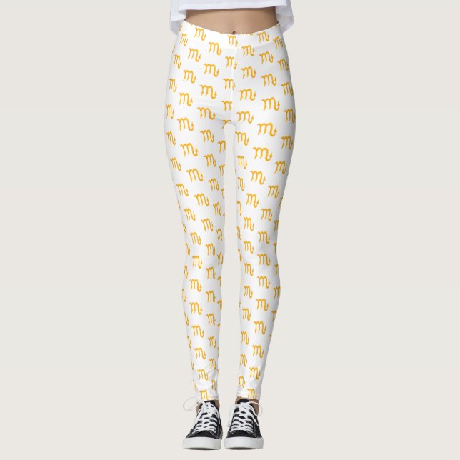 Golden Scorpio Astrology Symbol Custom Leggings (Front)