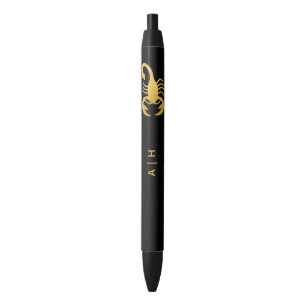 Golden - Scorpio Zodiac -monogrammed black Ink Pen