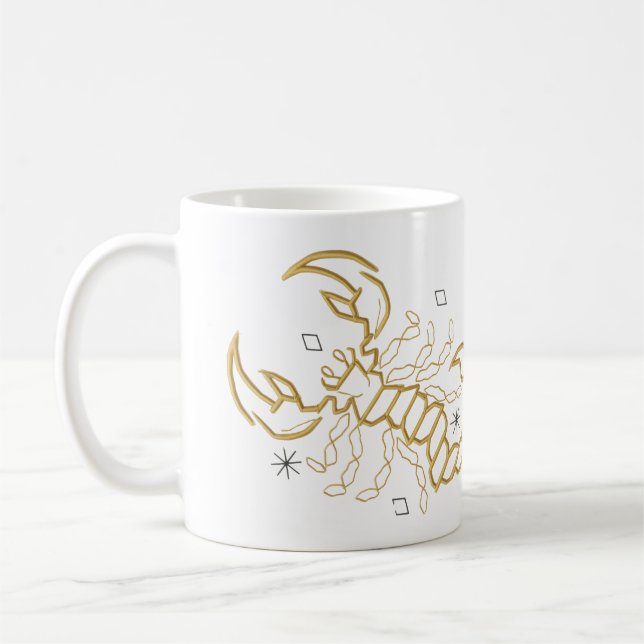 Golden Scorpio Zodiac Mug- Brew Bold, Sting Strong Coffee Mug (Left)