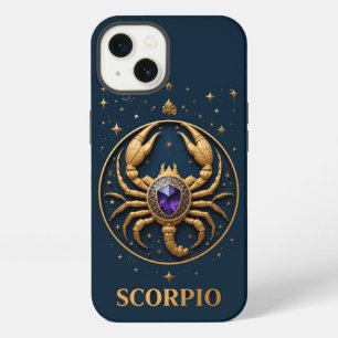 Golden Scorpio Zodiac Sign With Jewel and Stars iPhone 13 Case