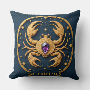 Golden Scorpio Zodiac Sign With Jewel  Cushion