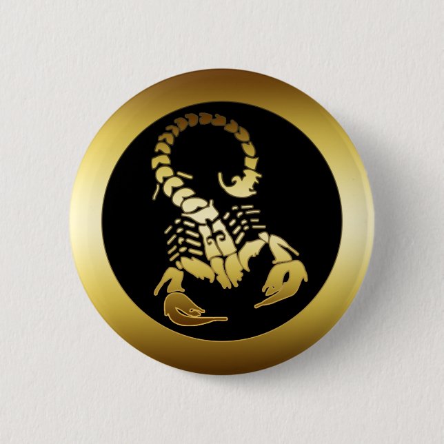 GOLDEN SCORPION 6 CM ROUND BADGE (Front)