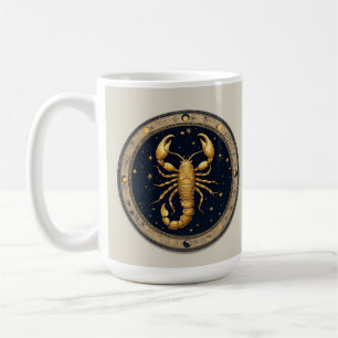Golden Scorpion Within Zodiac Themed Circle Coffee Mug