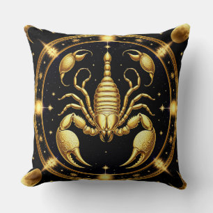 Golden Scorpion Zodiac Design Cushion