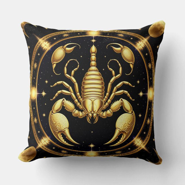 Golden Scorpion Zodiac Design Cushion (Front)