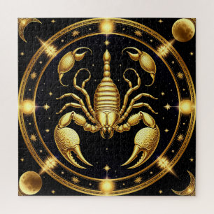 Golden Scorpion Zodiac Design Jigsaw Puzzle