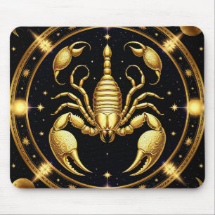 Golden Scorpion Zodiac Design Mouse Pad