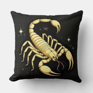 Golden Scorpion Zodiac Design with Ornamens Cushion