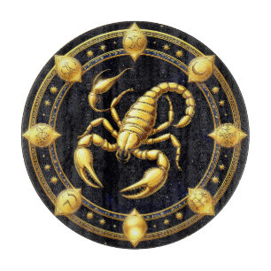 Golden Scorpion Zodiac Design with Ornamens Cutting Board