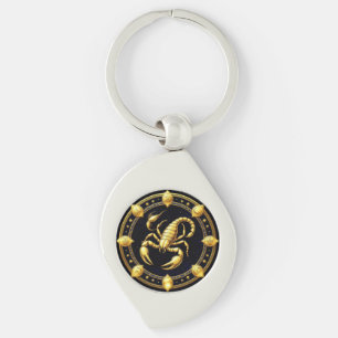 Golden Scorpion Zodiac Design with Ornamens Key Ring