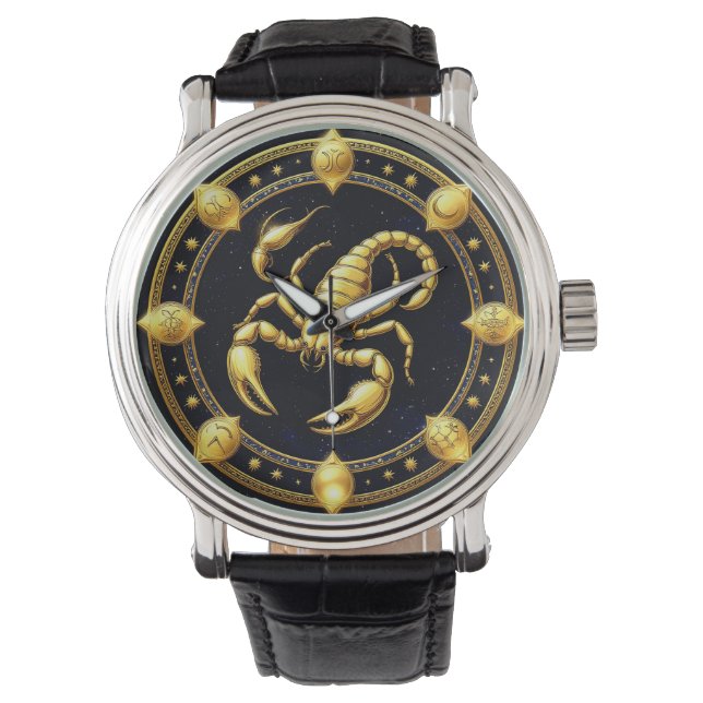 Golden Scorpion Zodiac Design with Ornamens Watch (Front)