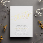 Golden Script 30th Birthday Party<br><div class="desc">Celebrate her milestone birthday with these chic 30th birthday party invitations featuring "thirty" in modern gold foil hand sketched script lettering. Personalise with your party details beneath. A unforgettable,  luxe choice for fabulous 30th birthday celebrations.</div>