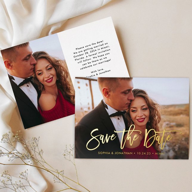 Golden Script | Elegant Modern Photo Save the Date (Creator Uploaded)