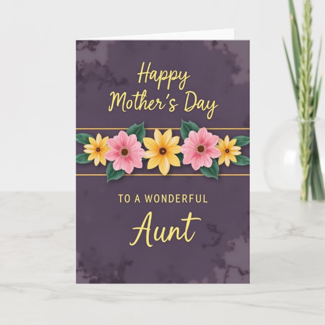 Golden Script Flower Card (Front)