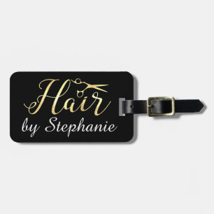 Golden Script Scissors Hairstylist Hair Salon Luggage Tag