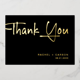 Golden Script Wedding Thank You Real Foil Cards