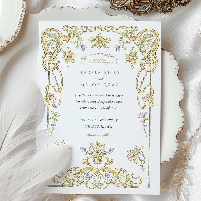 Golden Scroll Garden Wedding Invitation (Creator Uploaded)