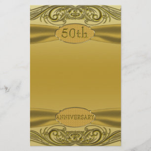 Golden Scrolls 50th Wedding Anniversary Stationery