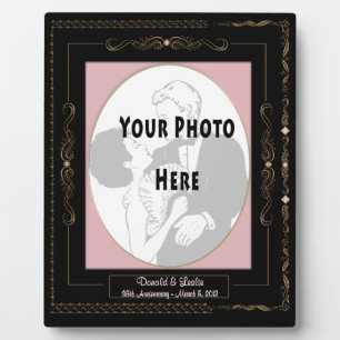 Golden Scrolls on Black w/ Pink Mat - Personalised Plaque