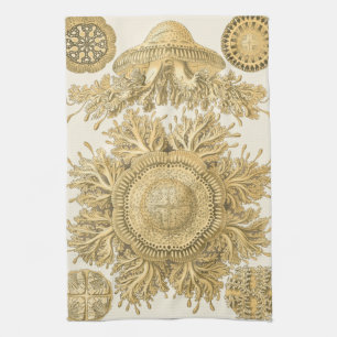 Golden Sea Creatures Tea Towel