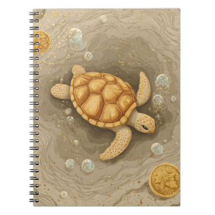 Golden Sea Turtle with Sunken Treasure Art Notebook