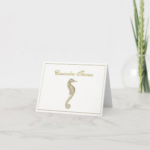 Golden SeaHorse Emblem Coat of Arms Frame H Thank You Card