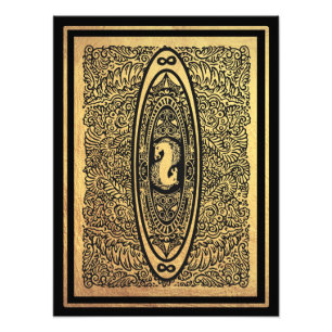 Golden Seahorse Mandala – Ornate Infinity Design Photo Print