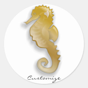 Golden Seahorse Thunder_Cove Classic Round Sticker