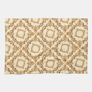 Golden seamless arabesque pattern tea towel