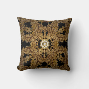 Golden Seamless hand drawn, vintage Background. Sn Cushion