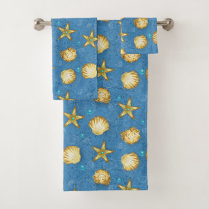 Golden Seashells  Bath Towel Set