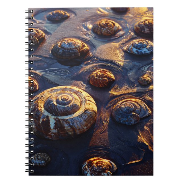 Golden Seashells Beach Sand Notebook (Front)