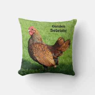 Golden Sebright Rooster - Bantam Pet Chicken Cushion
