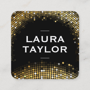 Golden Sequin Black Variation Square Business Card