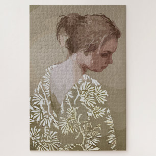 Golden Serenity – A Portrait of Reflection Jigsaw Puzzle
