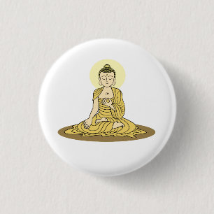 Golden Serenity Buddha Button