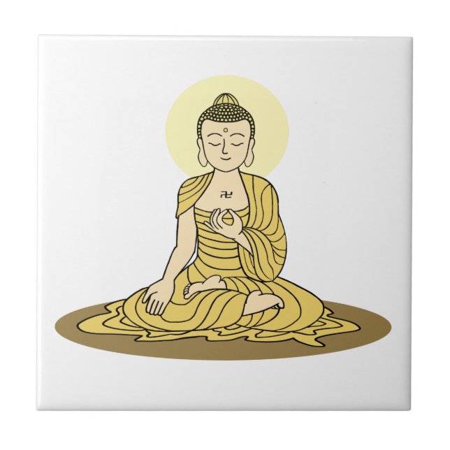 Golden Serenity Buddha ceramic tile (Front)