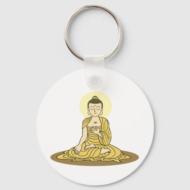 Golden Serenity Buddha Keychain (Front)