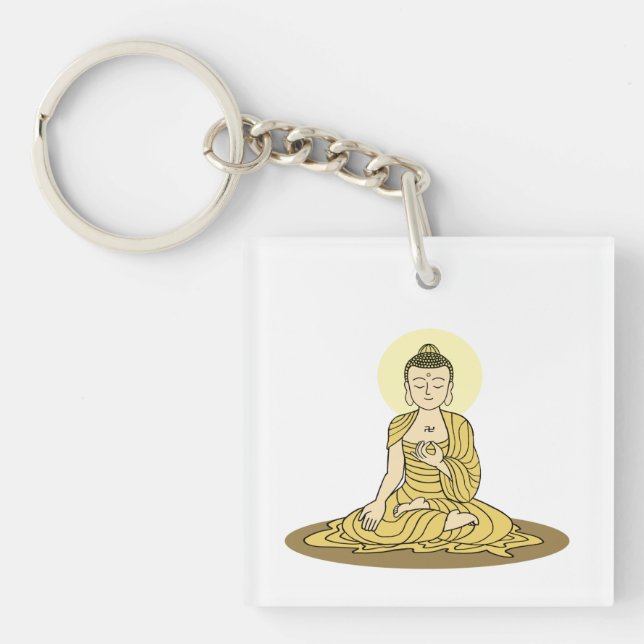 Golden Serenity Buddha keychain (Front)