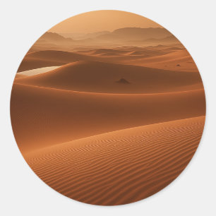 Golden Serenity — Desert Landscape at Sunset Classic Round Sticker