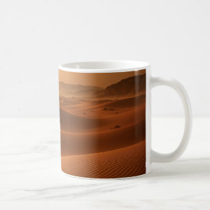 Golden Serenity — Desert Landscape at Sunset Coffee Mug