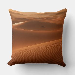 Golden Serenity — Desert Landscape at Sunset Cushion