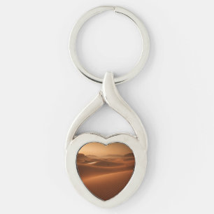 Golden Serenity — Desert Landscape at Sunset Key Ring