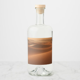 Golden Serenity — Desert Landscape at Sunset Liquor Bottle Label