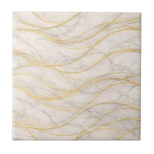 Golden Serenity Marble Waves – Luxury Seamless Ceramic Tile