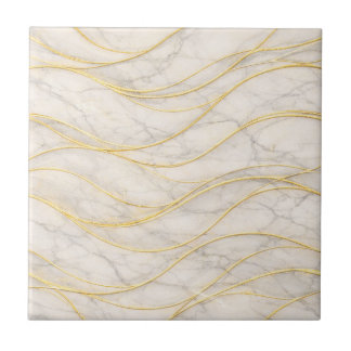 Golden Serenity Marble Waves – Luxury Seamless Ceramic Tile