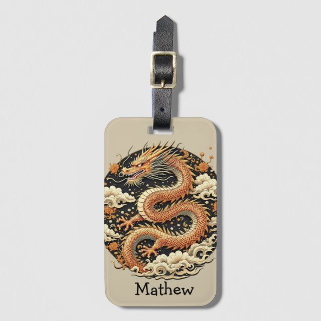 Golden Serpent Luggage Tag (Front Vertical)