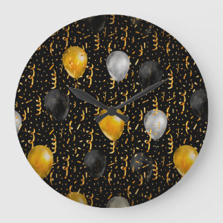 Golden Serpentine: Luxury Black Elegance. Large Clock